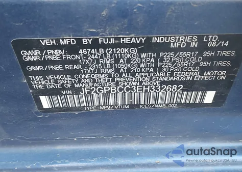 2014 Subaru Xv Crosstrek Hybrid 2.0I from USA, damaged, VIN JF2GPBCC3EH332682